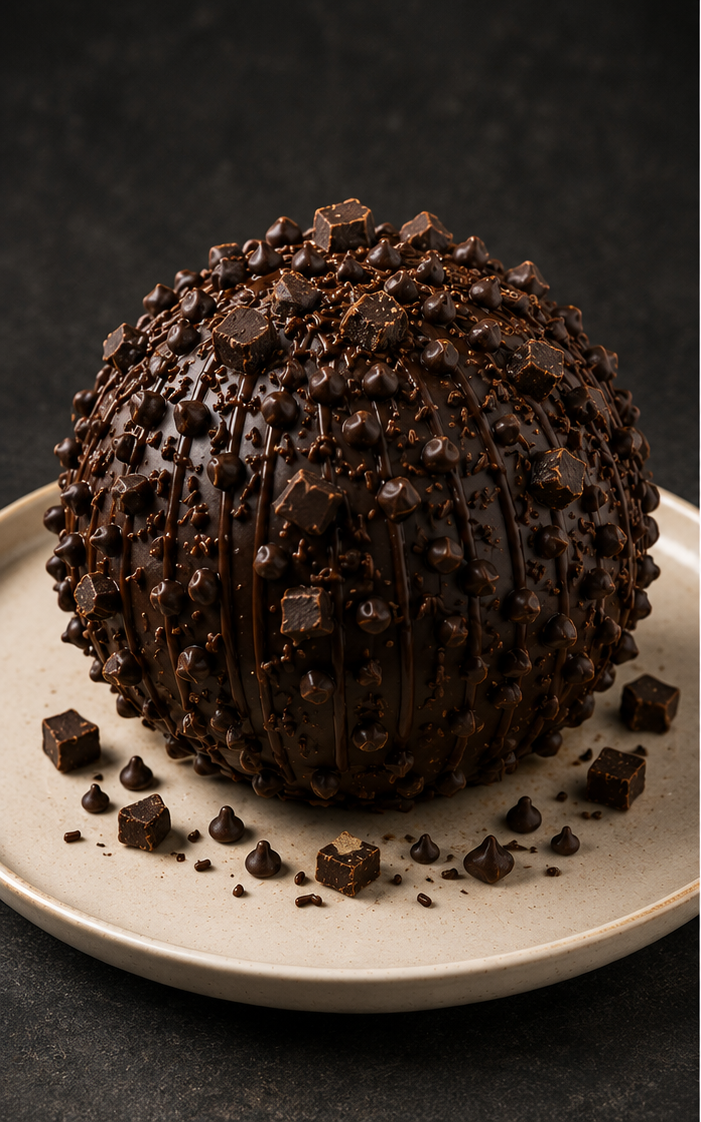 Chaos Bomb Chocolate Chunk — 16 oz giant scoop of cookie dough dipped in a chocolate shell